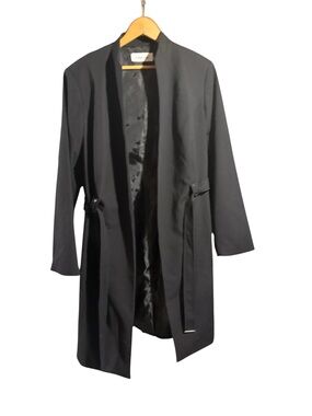 Calvin Klein Black Open-Front Trench Coat